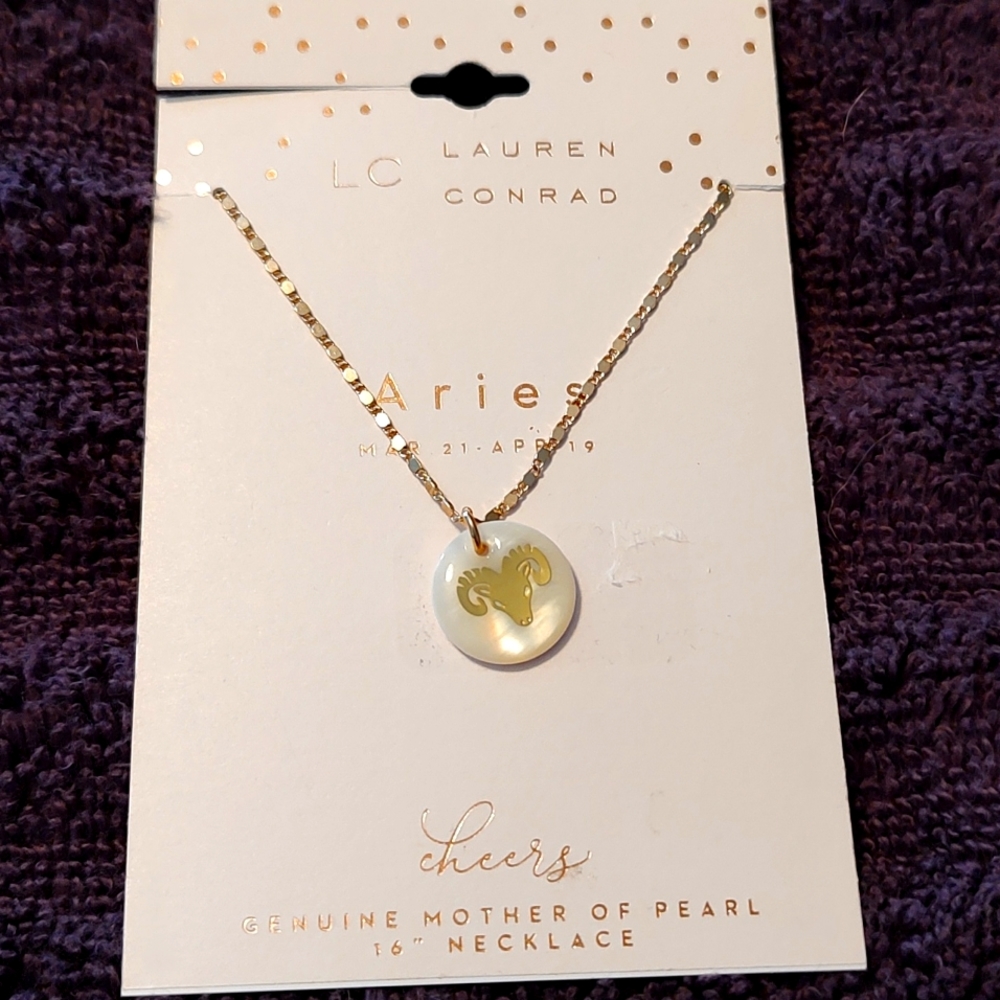 New Lauren Conrad Aries Ram symbol which is genuine mother of pearl 16" necklace